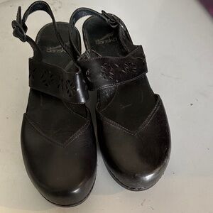 Dansko Women's Black Leather Mules